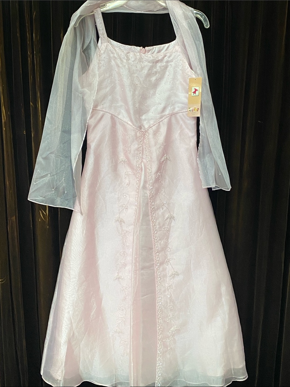 Girl’s Pink Formal Dress with Sheer Shawl